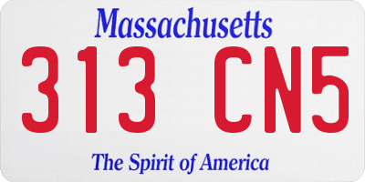 MA license plate 313CN5
