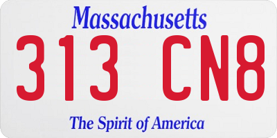 MA license plate 313CN8