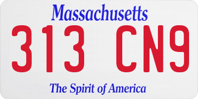 MA license plate 313CN9