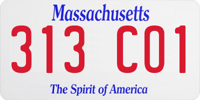 MA license plate 313CO1