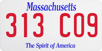 MA license plate 313CO9