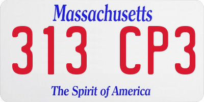 MA license plate 313CP3
