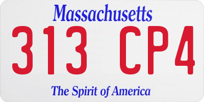 MA license plate 313CP4