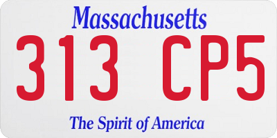 MA license plate 313CP5