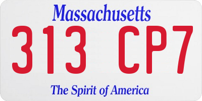 MA license plate 313CP7
