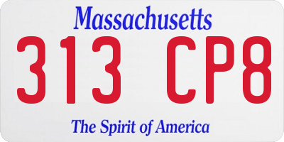 MA license plate 313CP8