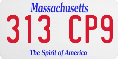 MA license plate 313CP9