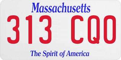 MA license plate 313CQ0