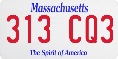 MA license plate 313CQ3