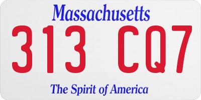 MA license plate 313CQ7