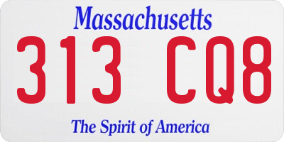 MA license plate 313CQ8