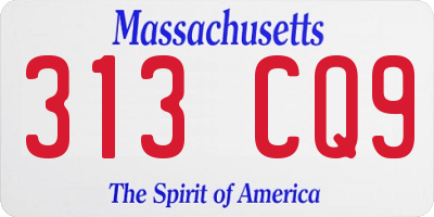 MA license plate 313CQ9