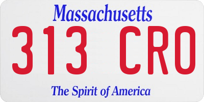 MA license plate 313CR0