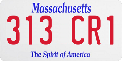 MA license plate 313CR1