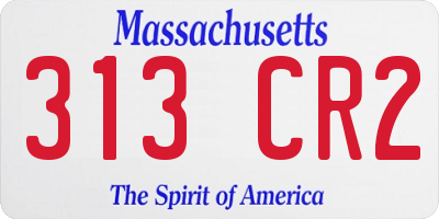 MA license plate 313CR2