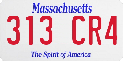 MA license plate 313CR4
