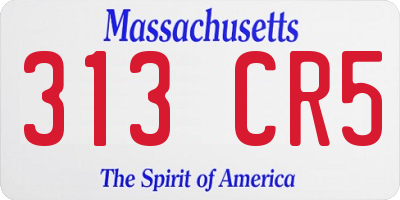MA license plate 313CR5