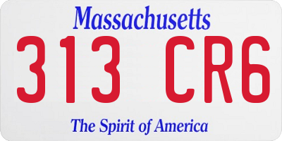 MA license plate 313CR6