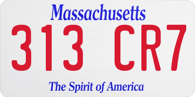 MA license plate 313CR7