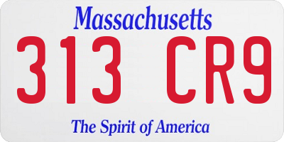 MA license plate 313CR9