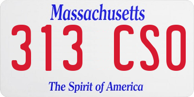 MA license plate 313CS0