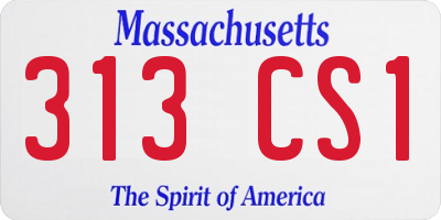 MA license plate 313CS1