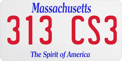 MA license plate 313CS3