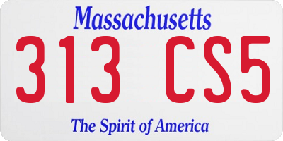MA license plate 313CS5