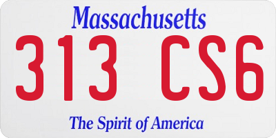 MA license plate 313CS6
