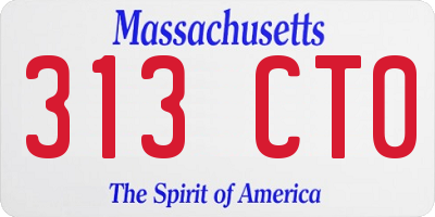 MA license plate 313CT0