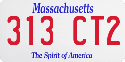 MA license plate 313CT2