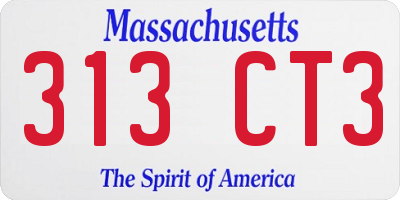 MA license plate 313CT3