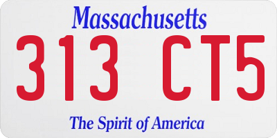 MA license plate 313CT5