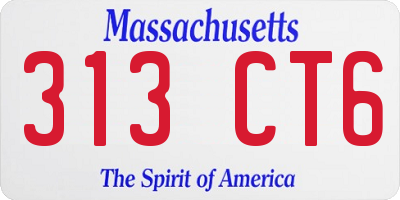 MA license plate 313CT6