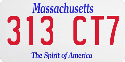 MA license plate 313CT7