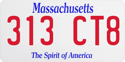 MA license plate 313CT8