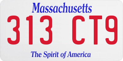MA license plate 313CT9
