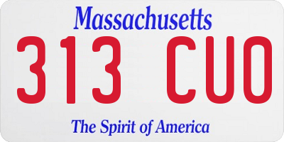 MA license plate 313CU0