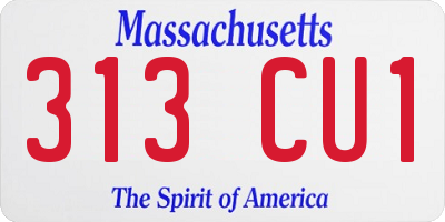 MA license plate 313CU1