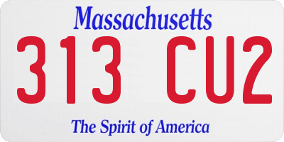 MA license plate 313CU2