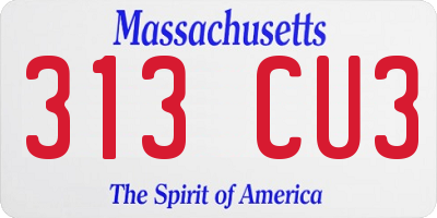 MA license plate 313CU3