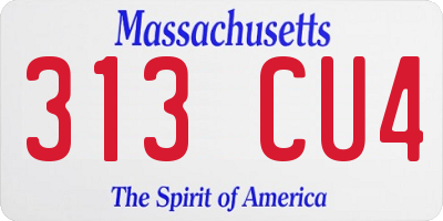 MA license plate 313CU4