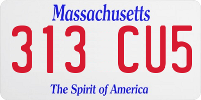 MA license plate 313CU5