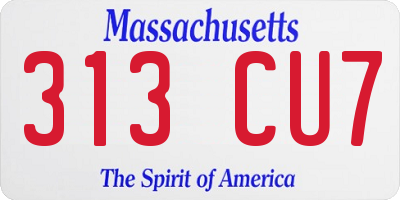 MA license plate 313CU7
