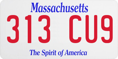 MA license plate 313CU9