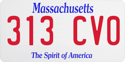 MA license plate 313CV0