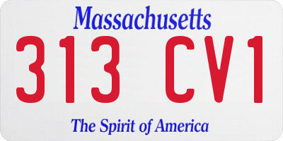 MA license plate 313CV1