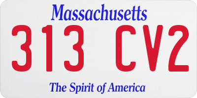 MA license plate 313CV2