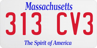 MA license plate 313CV3