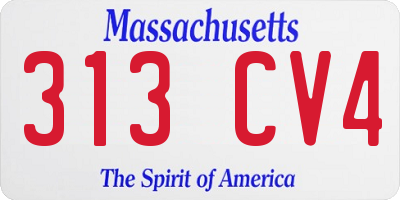MA license plate 313CV4
